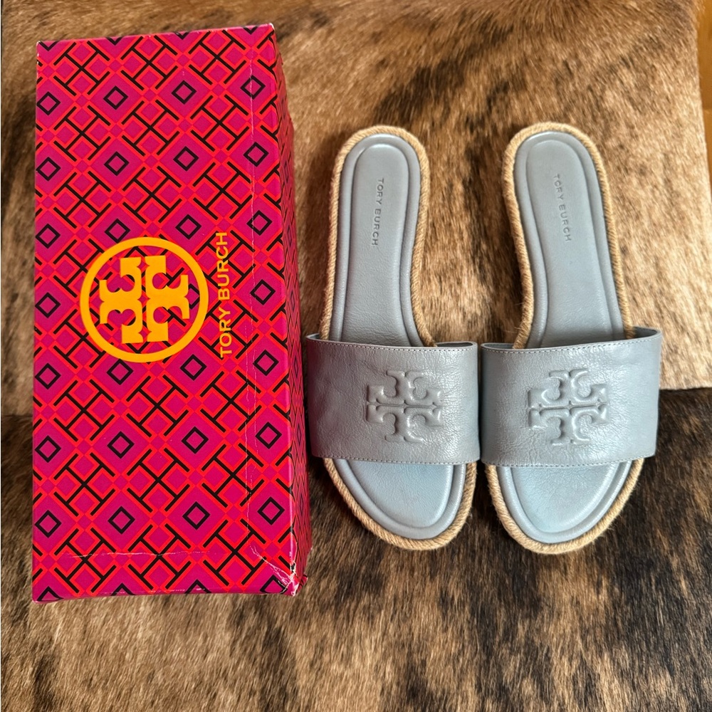 Tory Burch Everly Leather Espadrille Slide
